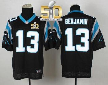 Nike Carolina Panthers #13 Kelvin Benjamin Black Team Color Super Bowl 50 Men's Stitched NFL Elite Jersey