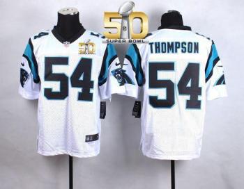 Nike Carolina Panthers #54 Shaq Thompson White Super Bowl 50 Men's Stitched NFL Elite Jersey