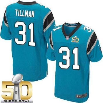 Nike Carolina Panthers #31 Charles Tillman Blue Alternate Super Bowl 50 Men's Stitched NFL Elite Jersey