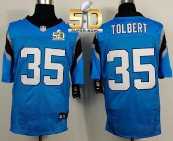 Nike Carolina Panthers #35 Mike Tolbert Blue Alternate Super Bowl 50 Men's Stitched NFL Elite Jersey