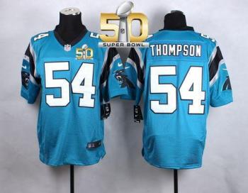 Nike Carolina Panthers #54 Shaq Thompson Blue Alternate Super Bowl 50 Men's Stitched NFL Elite Jersey