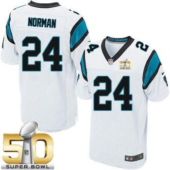 Nike Carolina Panthers #24 Josh Norman White Super Bowl 50 Men's Stitched NFL Elite Jersey