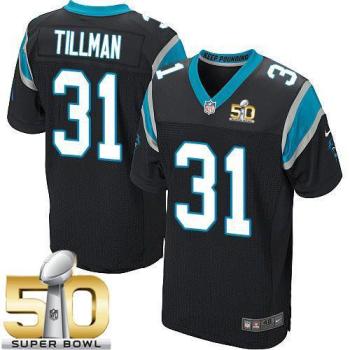 Nike Carolina Panthers #31 Charles Tillman Black Team Color Super Bowl 50 Men's Stitched NFL Elite Jersey