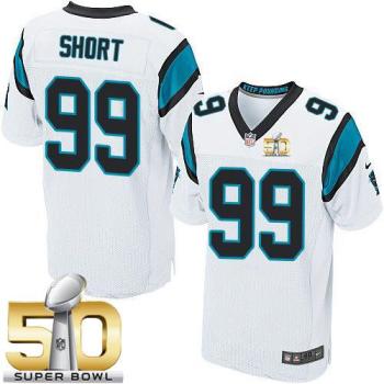 Nike Carolina Panthers #99 Kawann Short White Super Bowl 50 Men's Stitched NFL Elite Jersey
