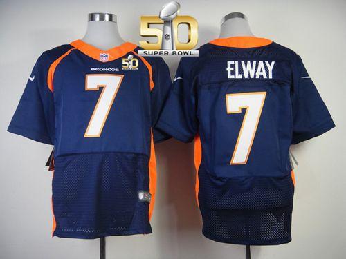 Nike Denver Broncos #7 John Elway Navy Blue Alternate Super Bowl 50 Men's Stitched NFL New Elite Jersey