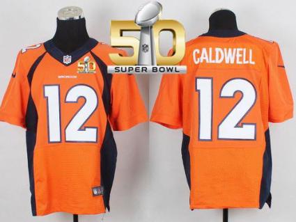 Nike Denver Broncos #12 Andre Caldwell Orange Team Color Super Bowl 50 Men's Stitched NFL New Elite Jersey