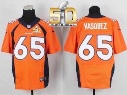 Nike Denver Broncos #65 Louis Vasquez Orange Team Color Super Bowl 50 Men's Stitched NFL New Elite Jersey