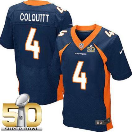 Nike Denver Broncos #4 Britton Colquitt Navy Blue Alternate Super Bowl 50 Men's Stitched NFL New Elite Jersey