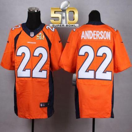 Nike Denver Broncos #22 C.J. Anderson Orange Team Color Super Bowl 50 Men's Stitched NFL New Elite Jersey