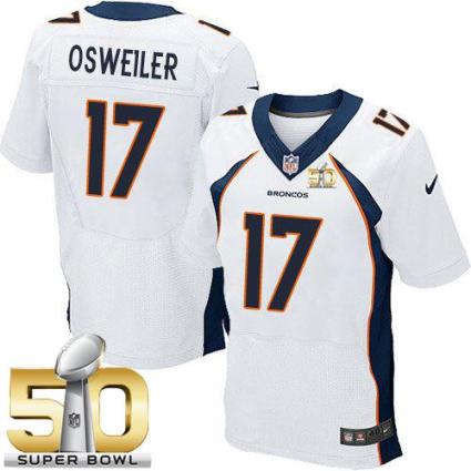 Nike Denver Broncos #17 Brock Osweiler White Super Bowl 50 Men's Stitched NFL New Elite Jersey