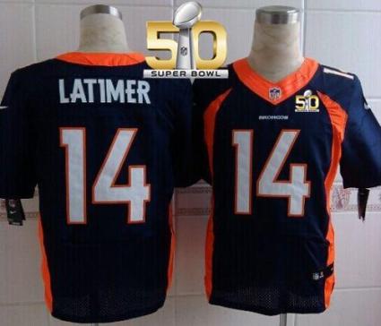 Nike Denver Broncos #14 Cody Latimer Navy Blue Alternate Super Bowl 50 Men's Stitched NFL New Elite Jersey