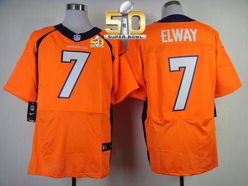 Nike Denver Broncos #7 John Elway Orange Team Color Super Bowl 50 Men's Stitched NFL New Elite Jersey