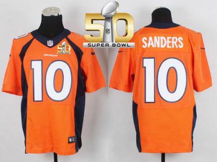 Nike Denver Broncos #10 Emmanuel Sanders Orange Team Color Super Bowl 50 Men's Stitched NFL New Elite Jersey