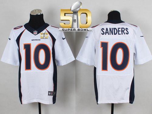 Nike Denver Broncos #10 Emmanuel Sanders White Super Bowl 50 Men's Stitched NFL New Elite Jersey