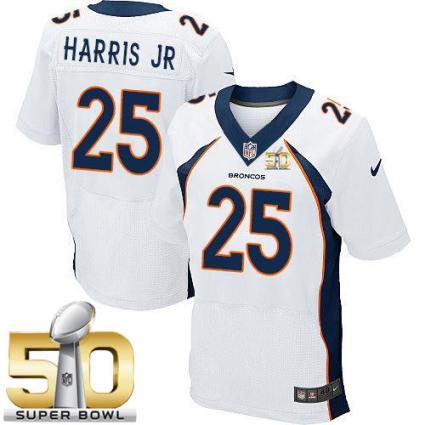 Nike Denver Broncos #25 Chris Harris Jr White Super Bowl 50 Men's Stitched NFL New Elite Jersey