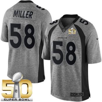 Nike Denver Broncos #58 Von Miller Gray Super Bowl 50 Men's Stitched NFL Limited Gridiron Gray Jersey