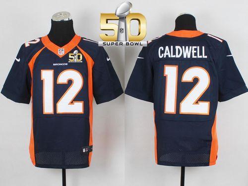 Nike Denver Broncos #12 Andre Caldwell Navy Blue Alternate Super Bowl 50 Men's Stitched NFL New Elite Jersey