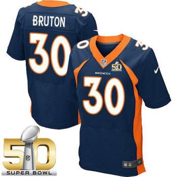 Nike Denver Broncos #30 David Bruton Navy Blue Alternate Super Bowl 50 Men's Stitched NFL New Elite Jersey