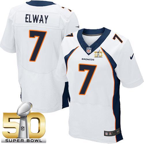Nike Denver Broncos #7 John Elway White Super Bowl 50 Men's Stitched NFL New Elite Jersey