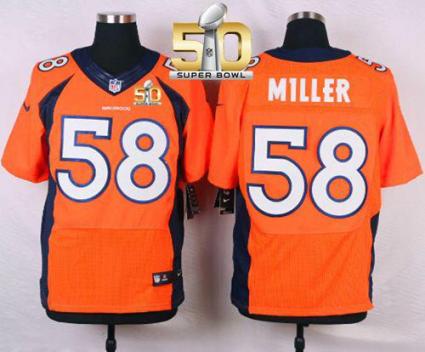 Nike Denver Broncos #58 Von Miller Orange Team Color Super Bowl 50 Men's Stitched NFL New Elite Jersey
