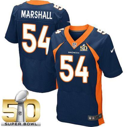 Nike Denver Broncos #54 Brandon Marshall Navy Blue Alternate Super Bowl 50 Men's Stitched NFL New Elite Jersey