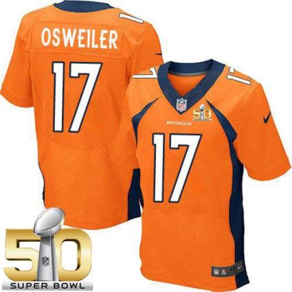 Nike Denver Broncos #17 Brock Osweiler Orange Team Color Super Bowl 50 Men's Stitched NFL New Elite Jersey