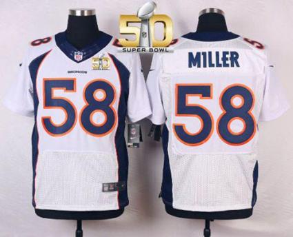 Nike Denver Broncos #58 Von Miller White Super Bowl 50 Men's Stitched NFL New Elite Jersey