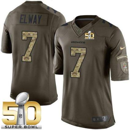 Nike Denver Broncos #7 John Elway Green Super Bowl 50 Men's Stitched NFL Limited Salute To Service Jersey