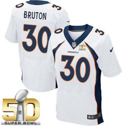 Nike Denver Broncos #30 David Bruton White Super Bowl 50 Men's Stitched NFL New Elite Jersey