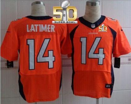 Nike Denver Broncos #14 Cody Latimer Orange Team Color Super Bowl 50 Men's Stitched NFL New Elite Jersey
