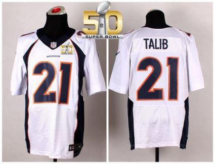 Nike Denver Broncos #21 Aqib Talib White Super Bowl 50 Men's Stitched NFL New Elite Jersey