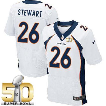 Nike Denver Broncos #26 Darian Stewart White Super Bowl 50 Men's Stitched NFL New Elite Jersey