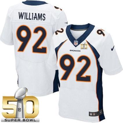Nike Denver Broncos #92 Sylvester Williams White Super Bowl 50 Men's Stitched NFL New Elite Jersey