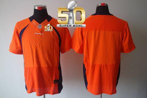 Nike Denver Broncos Blank Orange Team Color Super Bowl 50 Men's Stitched NFL Elite Jersey