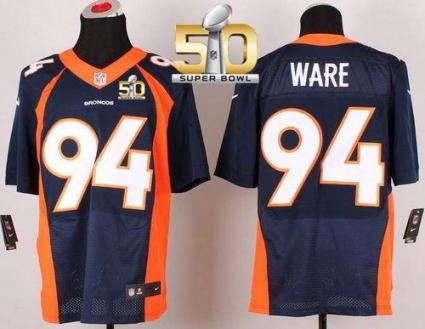 Nike Denver Broncos #94 DeMarcus Ware Navy Blue Alternate Super Bowl 50 Men's Stitched NFL New Elite Jersey