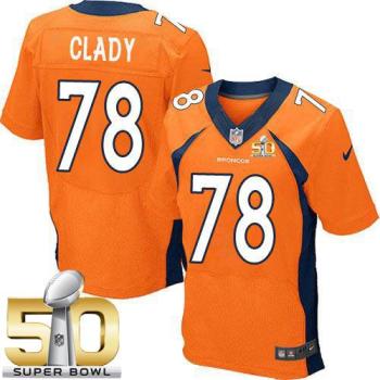 Nike Denver Broncos #78 Ryan Clady Orange Team Color Super Bowl 50 Men's Stitched NFL New Elite Jersey