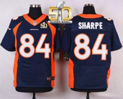 Nike Denver Broncos #84 Shannon Sharpe Navy Blue Alternate Super Bowl 50 Men's Stitched NFL Elite Jersey