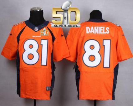 Nike Denver Broncos #81 Owen Daniels Orange Team Color Super Bowl 50 Men's Stitched NFL New Elite Jersey