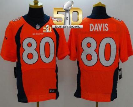 Nike Denver Broncos #80 Vernon Davis Orange Team Color Super Bowl 50 Men's Stitched NFL New Elite Jersey