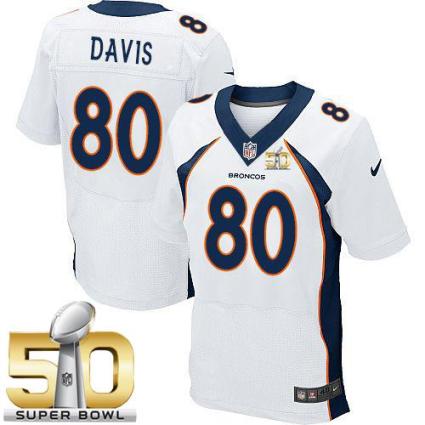 Nike Denver Broncos #80 Vernon Davis White Super Bowl 50 Men's Stitched NFL New Elite Jersey