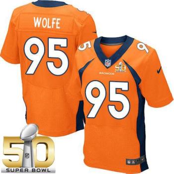 Nike Denver Broncos #95 Derek Wolfe Orange Team Color Super Bowl 50 Men's Stitched NFL New Elite Jersey