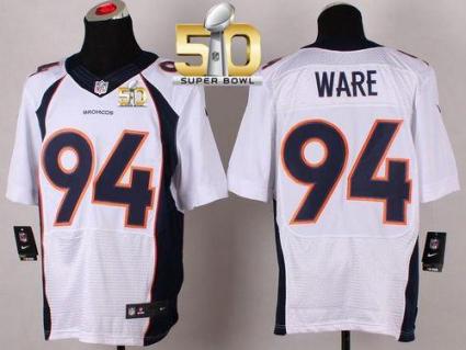 Nike Denver Broncos #94 DeMarcus Ware White Super Bowl 50 Men's Stitched NFL New Elite Jersey
