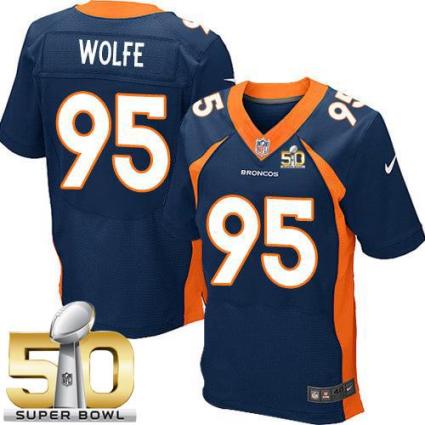 Nike Denver Broncos #95 Derek Wolfe Navy Blue Alternate Super Bowl 50 Men's Stitched NFL New Elite Jersey