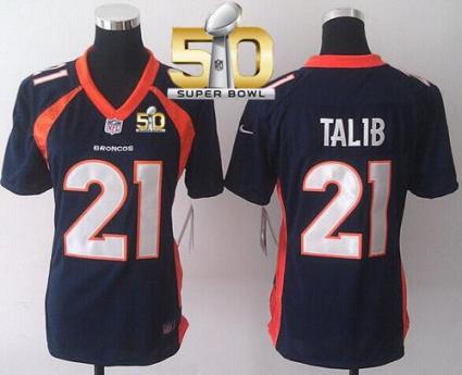 Women Nike Broncos #21 Aqib Talib Blue Alternate Super Bowl 50 NFL New Elite Jersey