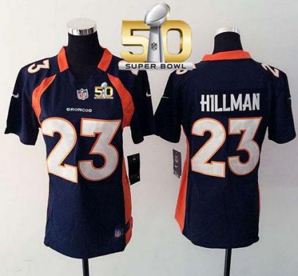 Women Nike Broncos #23 Ronnie Hillman Blue Alternate Super Bowl 50 NFL Elite Jersey