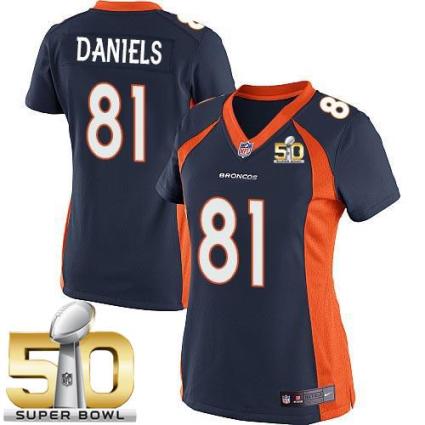 Women Nike Broncos #81 Owen Daniels Blue Alternate Super Bowl 50 Stitched NFL New Elite Jersey