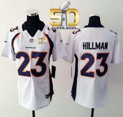 Women Nike Broncos #23 Ronnie Hillman White Super Bowl 50 NFL Elite Jersey