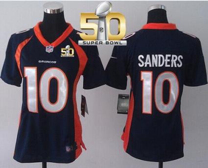 Women Nike Broncos #10 Emmanuel Sanders Blue Alternate Super Bowl 50 Stitched NFL New Elite Jersey