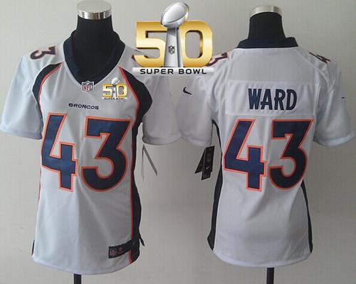 Women Nike Broncos #43 T.J. Ward White Super Bowl 50 NFL New Elite Jersey