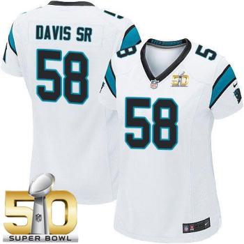 Women Nike Panthers #58 Thomas Davis Sr White Super Bowl 50 Stitched NFL Elite Jersey